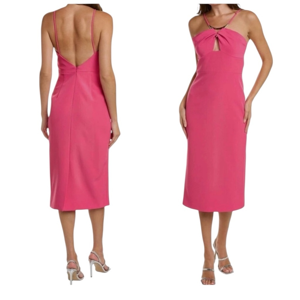 Halston ADRINA DRESS IN STRETCH CREPE, Color Magenta, Size‎ 14